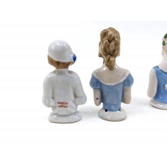 VTG Lot Of 6 Porcelain Half Dolls, 2 Attached To Hand Brooms, Beautiful Figures! - Picture 5 of 8